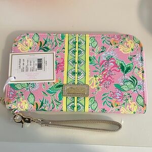 Lilly Pulitzer Pink and Green Floral Travel Wallet